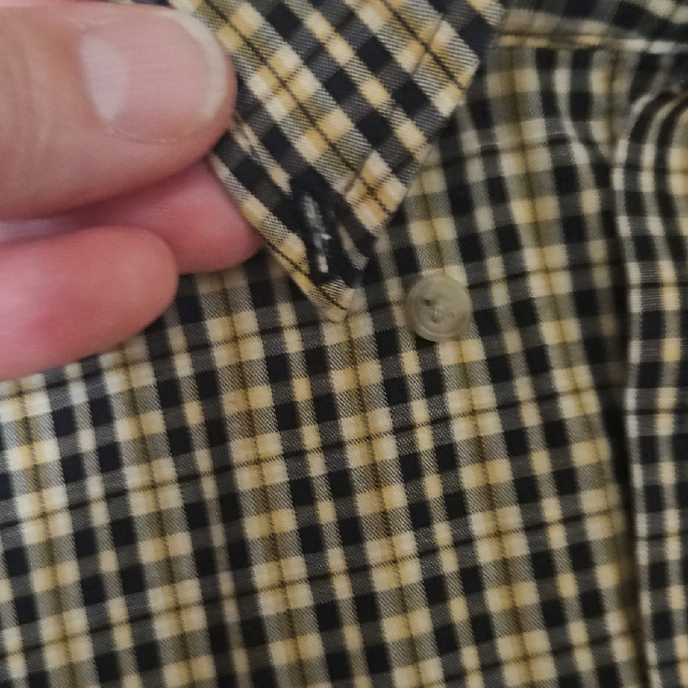 3/$35 Van Heusen Men's Plaid Shirt - Black and Cream - Picture 3 of 11